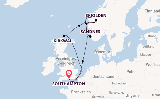 Norwegen ab Southampton, Großbritannien auf der MSC Meraviglia