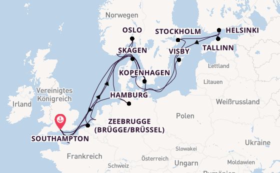 England ab Southampton, Großbritannien auf der Sky Princess