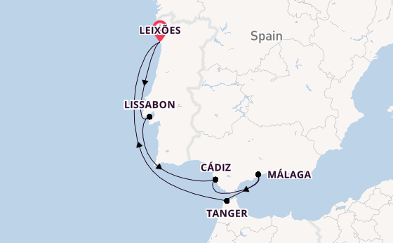 Portugal vanaf Leixões, Portugal met de Mein Schiff 6