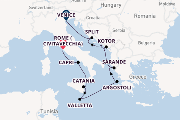 Mediterranean Sea from Rome (Civitavecchia), Italy with the Nautica