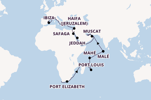 Middellandse Zee vanaf Kaapstad, Zuid-Afrika met de Seven Seas Voyager
