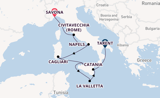 Westelijke Middellandse Zee vanaf Savona, Italië met de Costa Serena