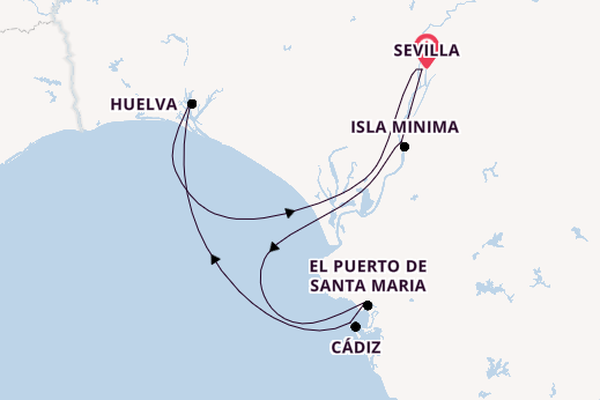 Andalusien ab Sevilla, Spanien auf der MS La Belle de Cadix