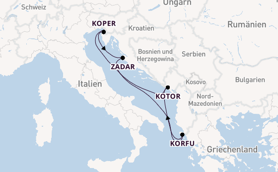 Mittelmeer ab Triest, Italien auf der Mein Schiff 4