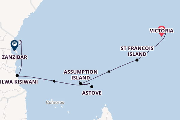 Africa from Victoria, Seychelles with the Le Bougainville