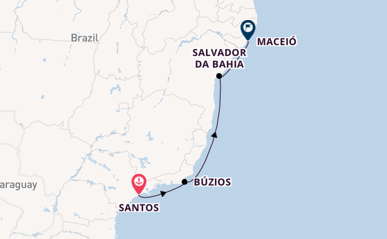 Brazil from Santos, Brazil with the MSC Virtuosa