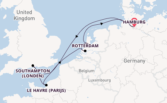 Engeland vanaf Hamburg, Duitsland met de Costa Favolosa