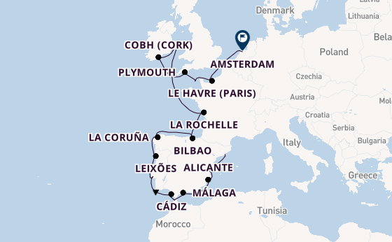 Western Mediterranean from Barcelona, Spain with the Zuiderdam