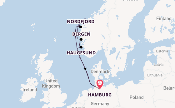 Noorwegen vanaf Hamburg, Duitsland met de Mein Schiff Relax