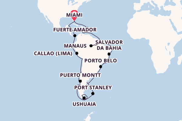 South America from Miami, Florida, USA with the Silver Nova