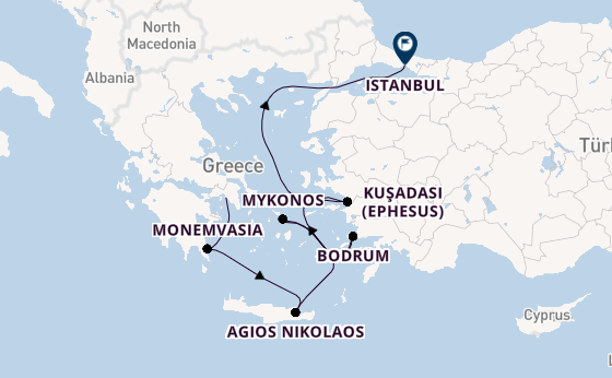 Eastern Mediterranean from Athens (Piraeus), Greece with the Seabourn Ovation 