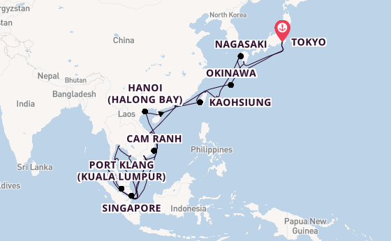 South East Asia from Tokyo, Japan with the Sapphire Princess