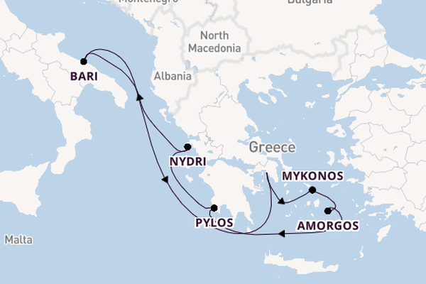 Oostelijke Middellandse Zee vanaf Athene (Piraeus), Griekenland met de EXPLORA II