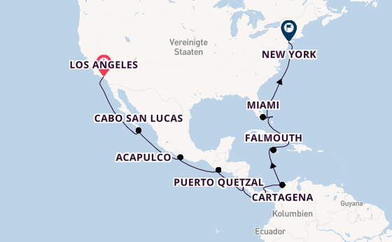 Mittelamerika ab Los Angeles, USA auf der Norwegian Bliss