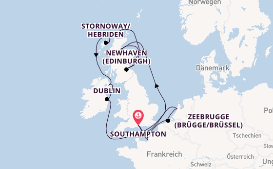 Britische Inseln ab Southampton, Großbritannien auf der Norwegian Sky