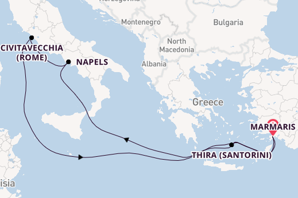 Middellandse Zee vanaf Marmaris, Turkije met de MSC Divina