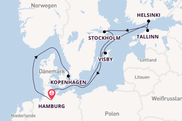 Europa ab Hamburg, Deutschland auf der Queen Anne