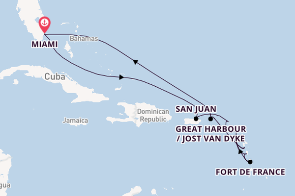 Caribbean from Miami, Florida, USA with the Seabourn Quest