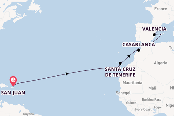 New York & Puerto Rico to Barcelona