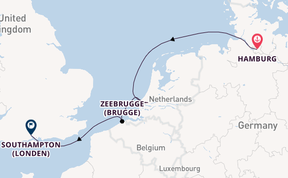 Engeland vanaf Hamburg, Duitsland met de Queen Anne