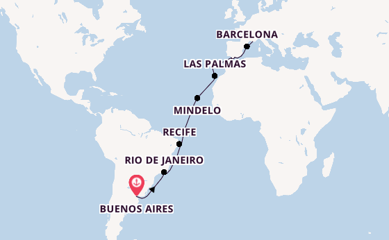 Transatlantik ab Buenos Aires, Argentinien auf der Costa Serena