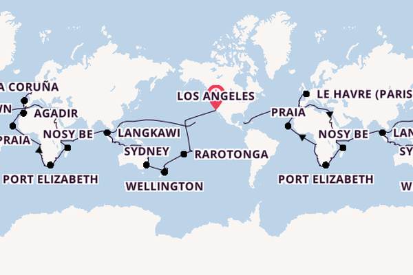 Round-the-World Trip from Los Angeles, California, USA with the Viking Sky