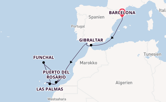 Kanarische Inseln ab Barcelona, Spanien auf AIDAblu