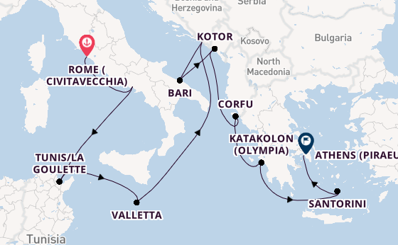 Mediterranean Sea from Rome (Civitavecchia), Italy with the Seven Seas Mariner