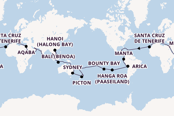 Wereldreizen vanaf Civitavecchia (Rome), Italië met de MSC Magnifica
