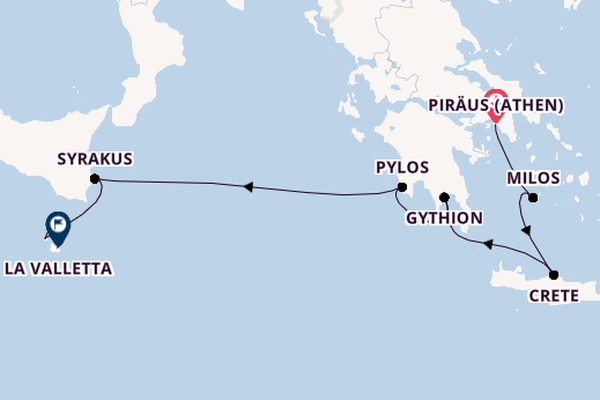 Mittelmeer ab Piräus (Athen), Griechenland auf der Star Flyer