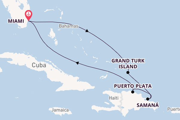 Caribbean from Miami, Florida, USA with the Resilient Lady