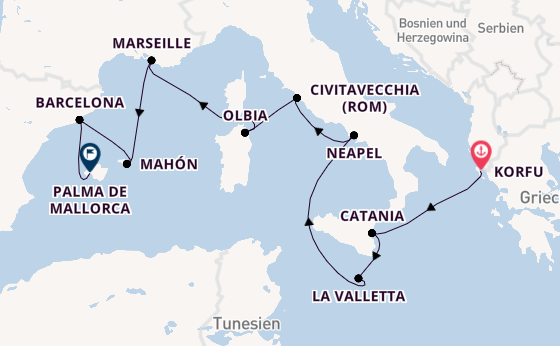 Westliches Mittelmeer ab Korfu, Griechenland auf AIDAblu
