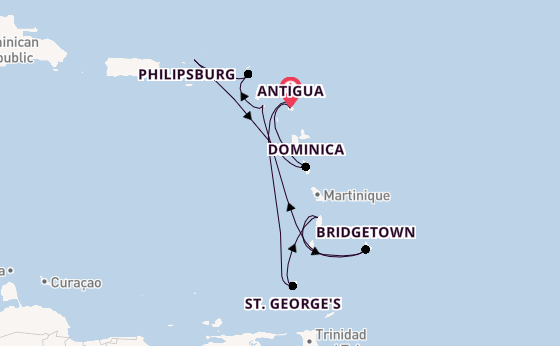 Southern Caribbean from Antigua, Antigua and Barbuda with the Arvia