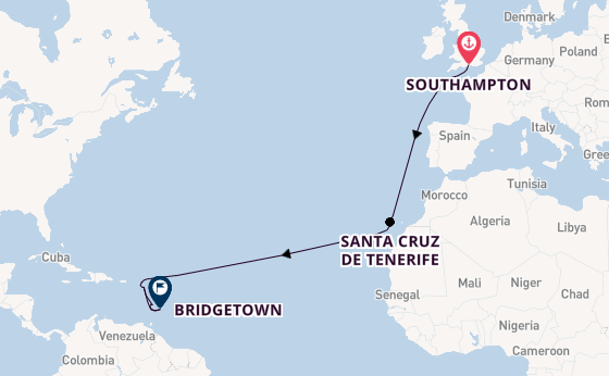 Caribbean from Southampton, England with the Arvia