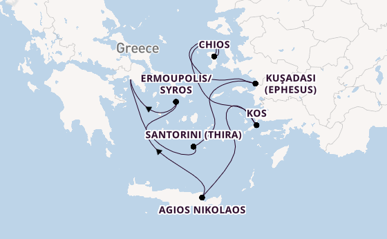 Eastern Mediterranean from Piraeus (Athens), Greece with the Azamara Onward