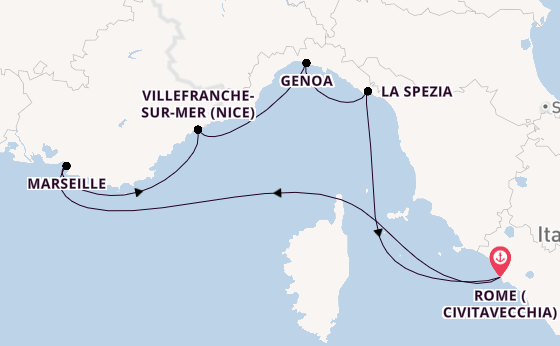 Western Mediterranean from Rome (Civitavecchia), Italy with the Queen Victoria