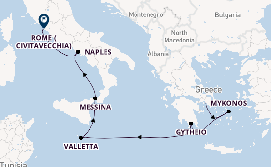 Mediterranean from Piraeus (Athens), Greece with the Seven Seas Grandeur