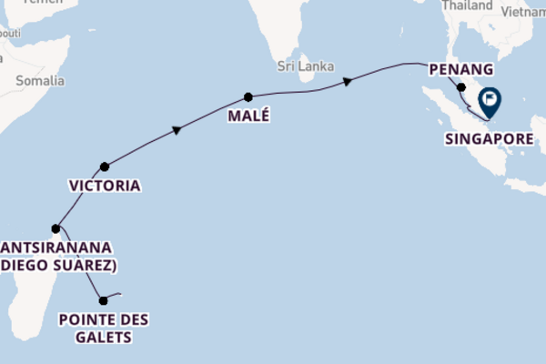 India and Indian Ocean from Port Louis, Mauritius with the Norwegian Sky