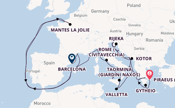 Mediterranean from Piraeus (Athens), Greece with the Seabourn Ovation 