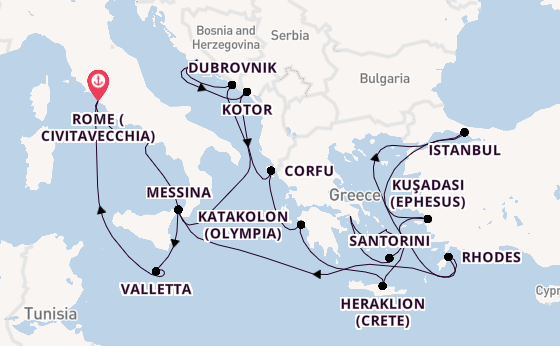 Mediterranean Sea from Australia with the Enchanted Princess