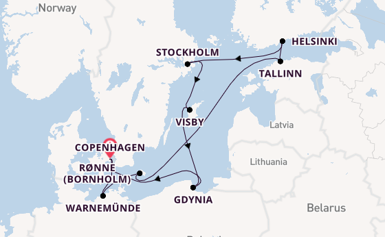 Baltic Sea from Copenhagen, Denmark with the MSC Splendida