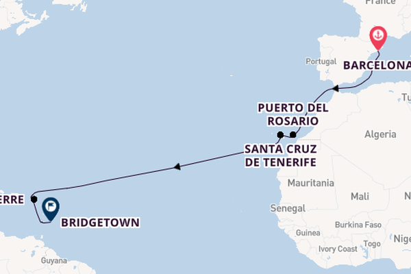 Caribbean from Barcelona, Spain with the MSC World Europa