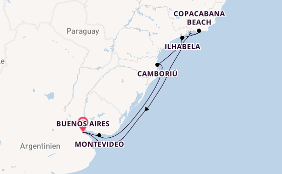 Südamerika ab Buenos Aires, Argentinien auf der Costa Serena