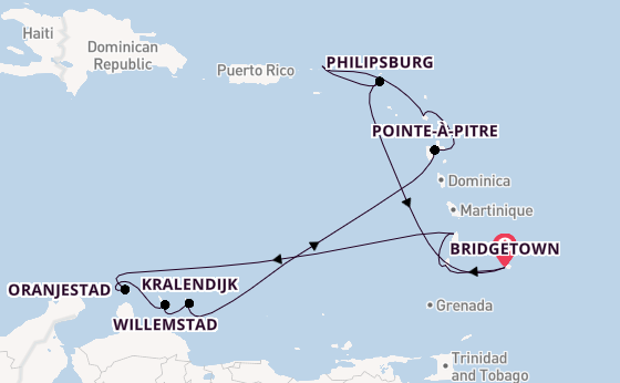Sailing from Bridgetown via Willemstad