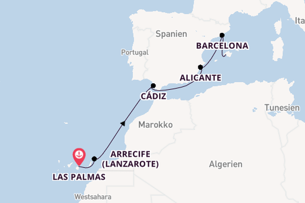 Westliches Mittelmeer ab Las Palmas, Gran Canaria auf AIDAcosma