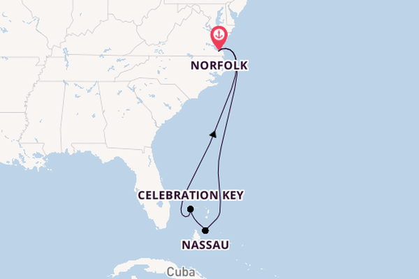 East Coast USA from Norfolk, Virginia, USA with the Carnival Freedom 