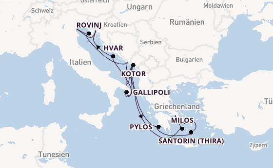 Östliches Mittelmeer ab Fusina (Venedig) auf der EXPLORA II