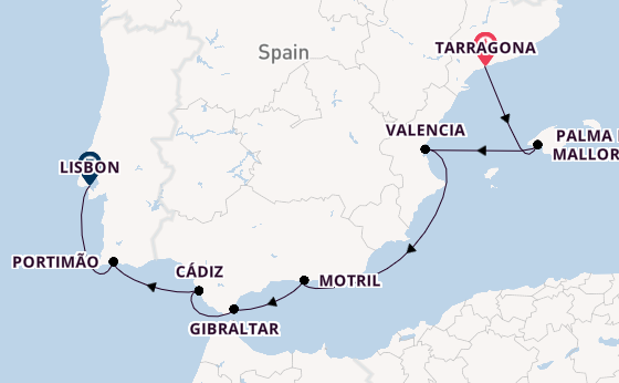 Western Mediterranean from Tarragona, Spain with the Norwegian Dawn