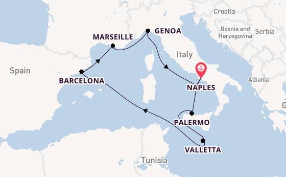 Western Mediterranean from Naples, Italy with the MSC Seaview