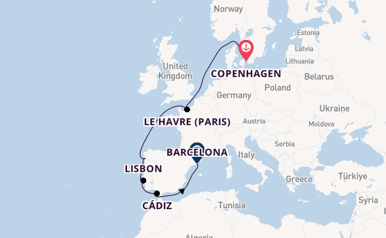 Western Mediterranean from Copenhagen, Denmark with the Costa Diadema
